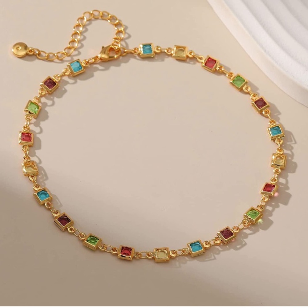 Gold Plated Multi Colored Anklet